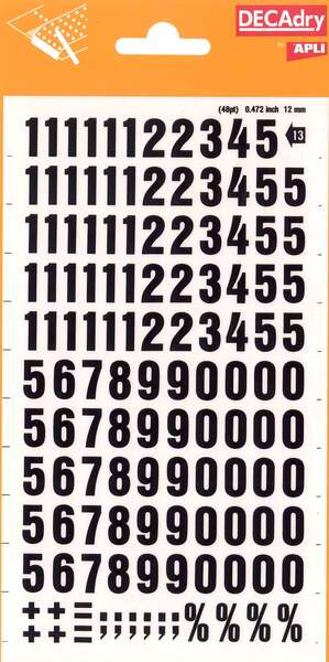 apli numeros transferibles 12mm facil aplicacion negros intensos 133 caracteres negro