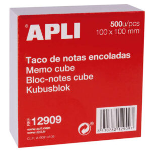 apli taco de notas 100x100 500 hojas adhesivo blanco