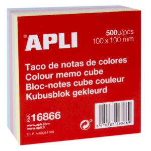 apli taco de 500 notas 100x100mm ideal para notas y recordatorios practico tamaño colores pastel
