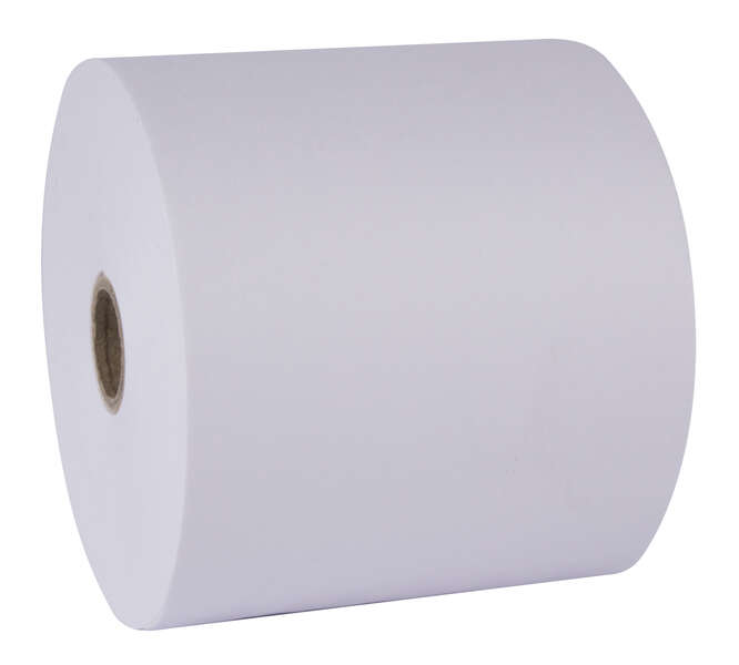 apli papel electra rollo 76.5 x 65 x 12 mm resistente al agua y al desgarro ideal para etiquetas y señalizacion blanco