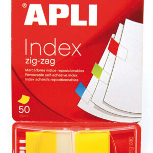apli indices adhesivos film zigzag 45x25mm dispensador de 50 adhesivo removible zigzag para facil identificacion amarillo