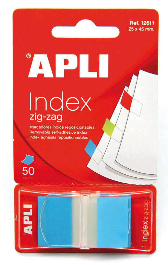 apli indices adhesivos film zigzag 45x25mm dispensador de 50 faciles de aplicar diseño zigzag adhesivo de calidad azul
