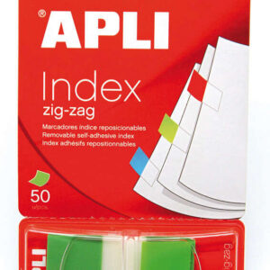 apli indices adhesivos film zigzag 45x25mm dispensador de 50 indices adhesivo de calidad facil de despegar diseño zigzag verdes