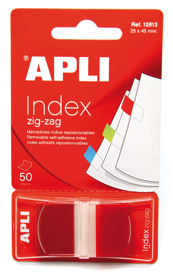 apli indices adhesivos film zigzag 45x25mm dispensador de 50 faciles de aplicar diseño zigzag rojos