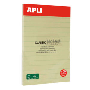 apli notas adhesivas classic con lineas 100x150mm bloc de 100 hojas adhesivo de alta calidad facil de despegar amarillo