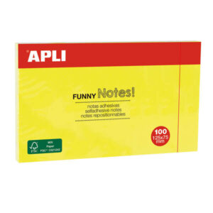 apli notas adhesivas funny 125x75mm bloc de 100 hojas divertidos diseños adhesivo de calidad amarillo fluorescente