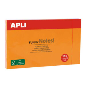 apli notas adhesivas funny 125x75mm bloc de 100 hojas adhesivo de calidad color naranja fluorescente