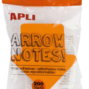 apli notas adhesivas flecha 70x70mm bloc 200 hojas 4 colores surtidos fluorescentes destacables color: surtido