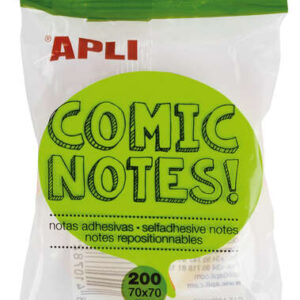 apli notas adhesivas comic 70x70mm bloc 200 hojas 4 colores surtidos fluorescentes