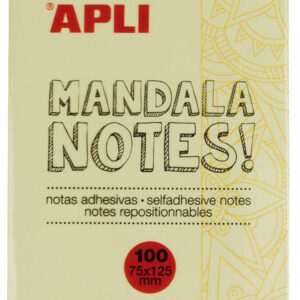 apli notas adhesivas mandala 125x75mm 100 hojas diseño mandala adhesivo de calidad amarillo