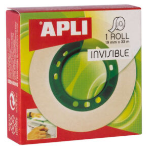 apli cinta adhesiva invisible 19mm x 33m facil de cortar resistente ideal para uso en oficina transparente