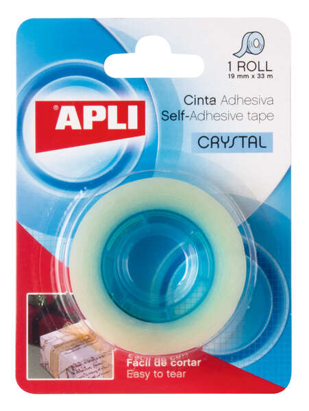 apli cinta adhesiva crystal 19mm x 33m transparente y resistente