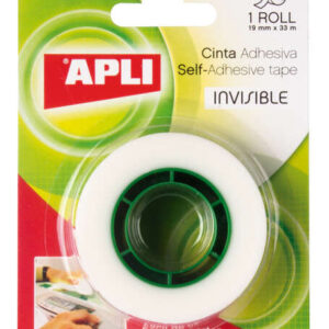 apli cinta adhesiva invisible 19mm x 33m facil de cortar resistente ideal para uso en oficina transparente
