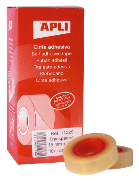 apli cinta adhesiva transparente 15mm x 33m resistente al agua y a la intemperie facil de cortar con las manos ideal para manualidades y embalaje transparente