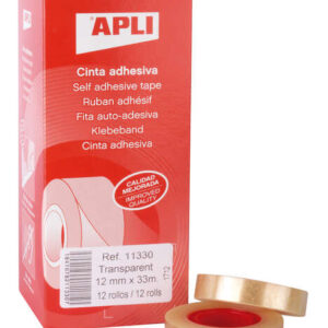 apli cinta adhesiva transparente 12mm x 33m resistente al agua y a la intemperie facil de cortar y aplicar ideal para manualidades y embalaje transparente