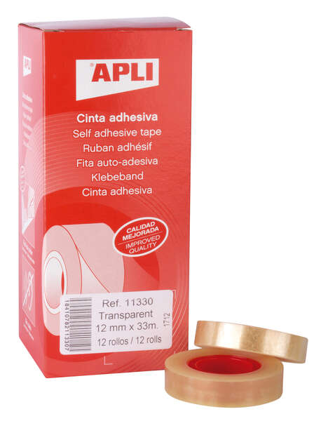 apli cinta adhesiva transparente 12mm x 33m resistente al agua y a la intemperie facil de cortar y aplicar ideal para manualidades y embalaje transparente
