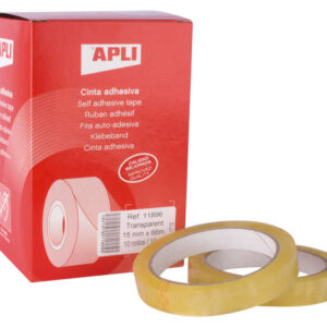 apli cinta adhesiva transparente 15mm x 66m resistente al agua y a la intemperie facil de cortar con las manos ideal para manualidades y embalaje transparente
