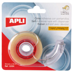 apli porta cinta home con cinta adhesiva transparente 19mm x 33m facil de usar y transportar ideal para el hogar y la oficina transparente