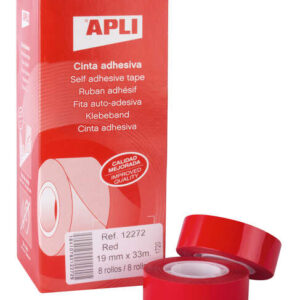 apli cinta adhesiva roja 19mm x 33m resistente al desgarro facil de cortar ideal para manualidades y embalaje rojo