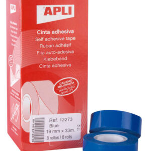apli cinta adhesiva azul 19mm x 33m resistente al agua y a la intemperie facil de cortar con las manos ideal para manualidades y embalaje azul