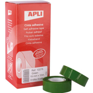 apli cinta adhesiva polipropileno 19mm x 33m resistente al desgarro facil de cortar adhesivo de alta calidad color verde