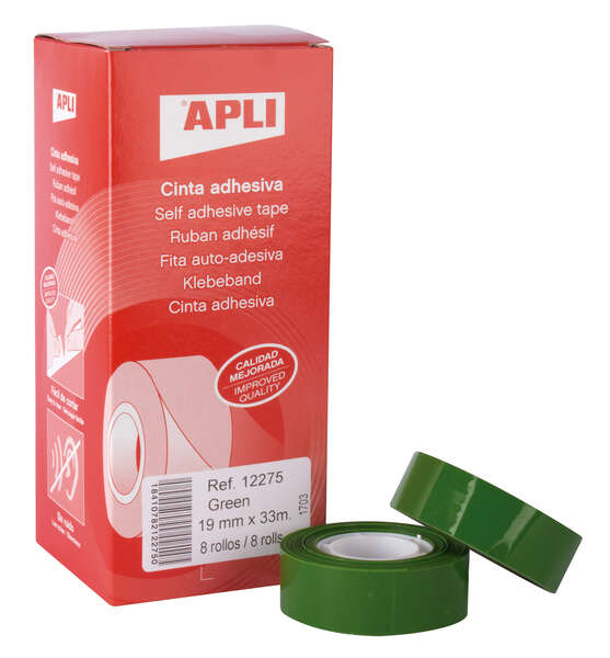 apli cinta adhesiva polipropileno 19mm x 33m resistente al desgarro facil de cortar adhesivo de alta calidad color verde
