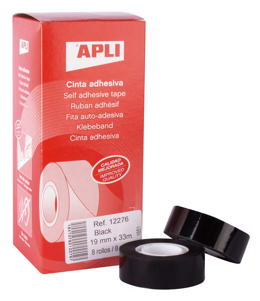 apli cinta adhesiva negra 19mm x 33m resistente al agua y a la intemperie facil de cortar con las manos ideal para uso en exteriores negro
