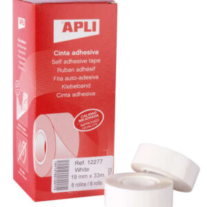 apli cinta adhesiva blanca 19mm x 33m resistente al desgarro facil de cortar adhesion fuerte blanco
