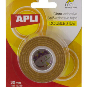 apli cinta adhesiva doble cara 30mm x 10m facil de cortar y aplicar adhesion fuerte y duradera transparente