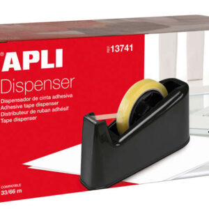 apli trade portarrollos para cinta adhesiva de 33 y 66 metros cuchilla dentada base de goma antideslizante color negro