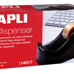 apli office porta cinta para rollos de 33mm cuchilla metalica dentada facil de usar resistente y duradero color negro