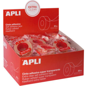 apli cinta adhesiva extra clear 19mm x 33m resistente al agua y a la intemperie facil de cortar con las manos transparente transparente