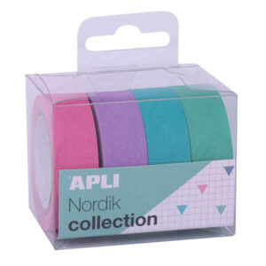 apli nordik pack con 4 cintas adhesivas de papel washi 15mmx10m decoracion y manualidades colores surtidos