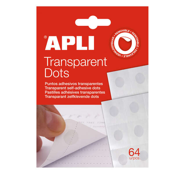 apli pack de 64 puntos adhesivos removibles adhesivo removible facil de usar ideal para manualidades y oficina transparentes
