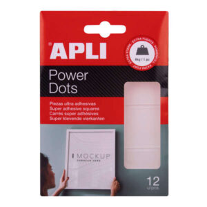 apli power dots pack de 12 unidades ultra adhesivas de doble cara adhesivo removible blanco