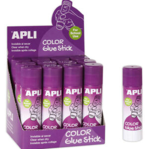 apli barra pegamento adhesivo 21g facil aplicacion no toxico color lila pero una vez seco se vuelve invisible