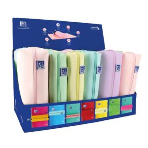oxford kangoo live & go expositor de 22 estuches rectangulares (10 pequeños, 8 medianos, 4 grandes) goma elastica para unirlo al cuaderno colores surtidos