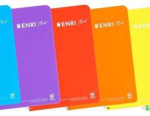 enri plus cuaderno espiral formato cuarto pautado 3.5 con margen 80 hojas 90gr cubierta de plastico colores surtidos