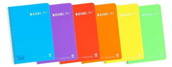 enri plus cuaderno espiral formato cuarto pautado 3.5 con margen 80 hojas 90gr cubierta de plastico colores surtidos