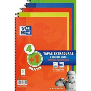 oxford classic write & erase pack 5 cuadernos espiral formato folio cuadriculado 4x4mm 80 hojas tapas extraduras con pizarra blanca colores surtidos