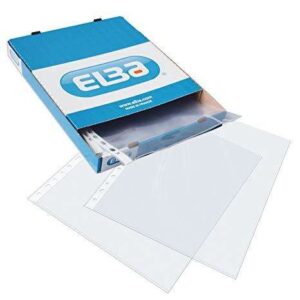 elba pack de 100 fundas multitaladro pp 90 micras tamaño folio acabado piel naranja transparente