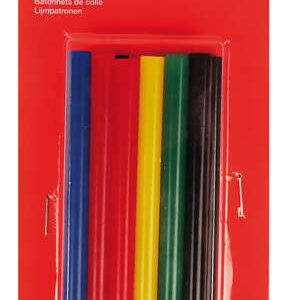 apli pack de 12 barras termofusibles de colores surtidos Ø7.5mmx10cm adhesion instantanea en multiples superficies no gotea compatible con pistolas de Ø7.5mm