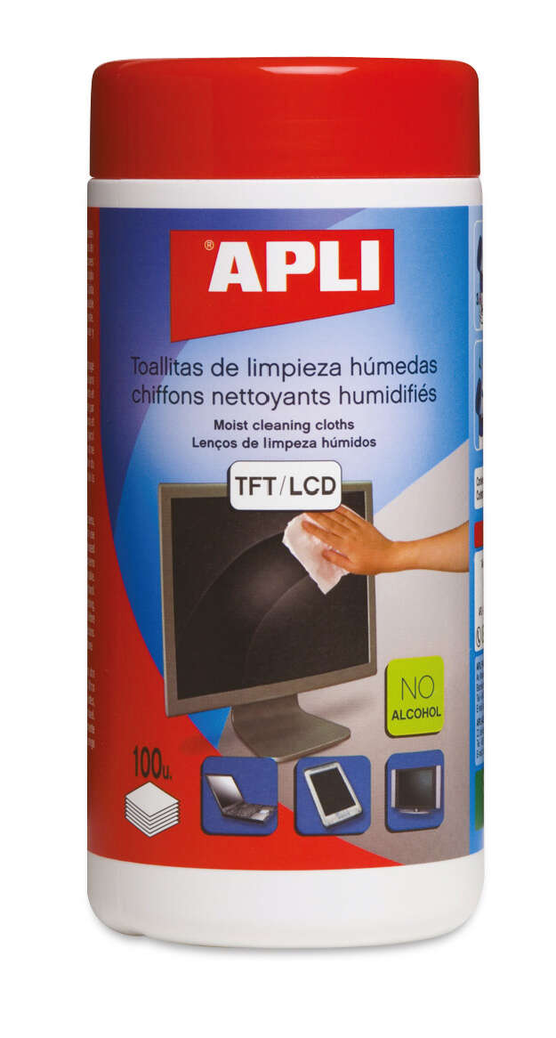 apli toallitas humedas anti estaticas 100 unidades limpieza y mejora del rendimiento de equipos electronicos ideal para pantallas tft y lcd