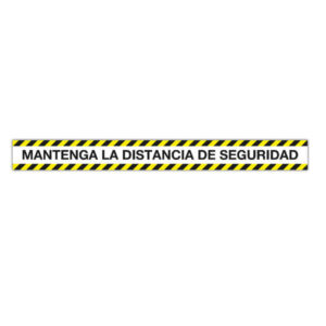 apli tira de señalizacion adhesiva "mantenga distancia de seguridad" 1000x100mm film de pvc de 100 micras con barniz mate protector adhesivo solvente de alta resistencia