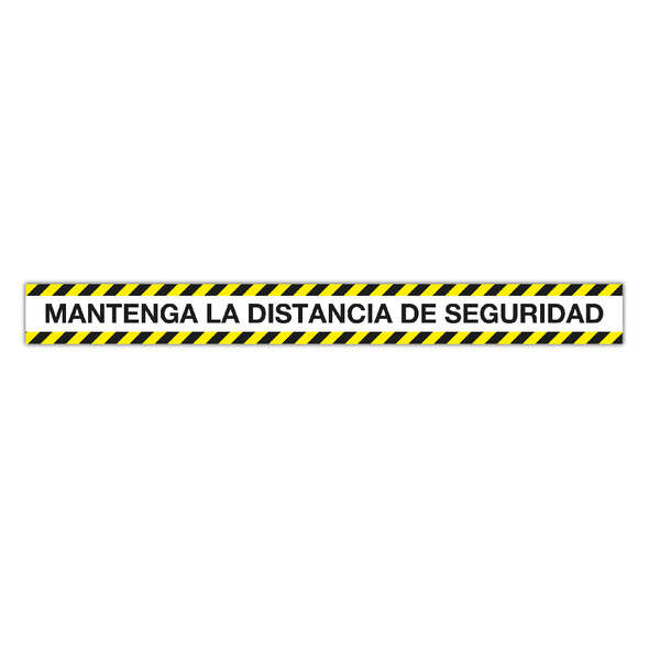 apli tira de señalizacion adhesiva "mantenga distancia de seguridad" 1000x100mm film de pvc de 100 micras con barniz mate protector adhesivo solvente de alta resistencia
