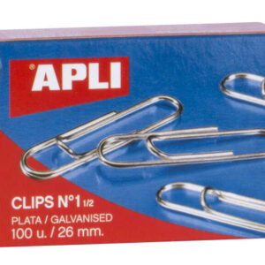 apli clips alambre nº 1½ 26mm acabado galvanizado plata 100 unidades por caja organizacion perfecta