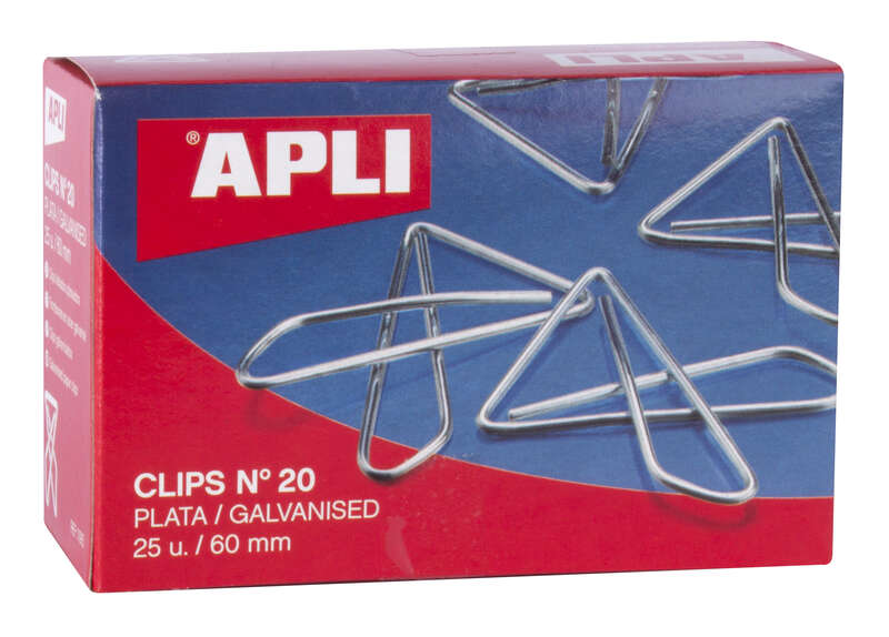 apli clips mariposa alambre nº 20 (60mm) acabado galvanizado/plata brilloso 25 unidades por caja