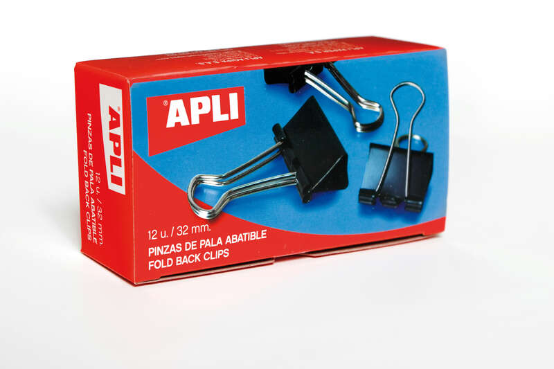 apli pack de 12 pinzas abatibles 15x32mm clips de acero templado en negro asas en acabado niquel sujecion optima hasta 120 hojas