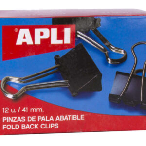 apli caja de 12 pinzas abatibles 20x41mm sujecion hasta 170 hojas clips de acero templado en negro asas en niquel