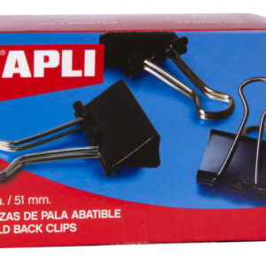 apli pinzas abatibles 30x51mm acero templado negro asas niquel 12 unidades sujecion hasta 220 hojas